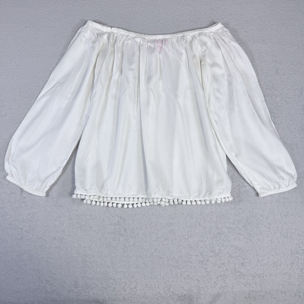 Lilly Pulitzer White Off Shoulder Ruffle Long Sleeve Blouse Size Small